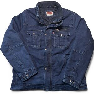 Levi’s XL Quilted Denim Jacket Blue Workwear Utility Zip Pocket—Trucker Vibes